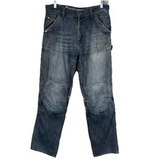 Bilt 0398 Iron Workers Jeans Mens 32x31 Blue Double Knee Padded Motorcycle Work