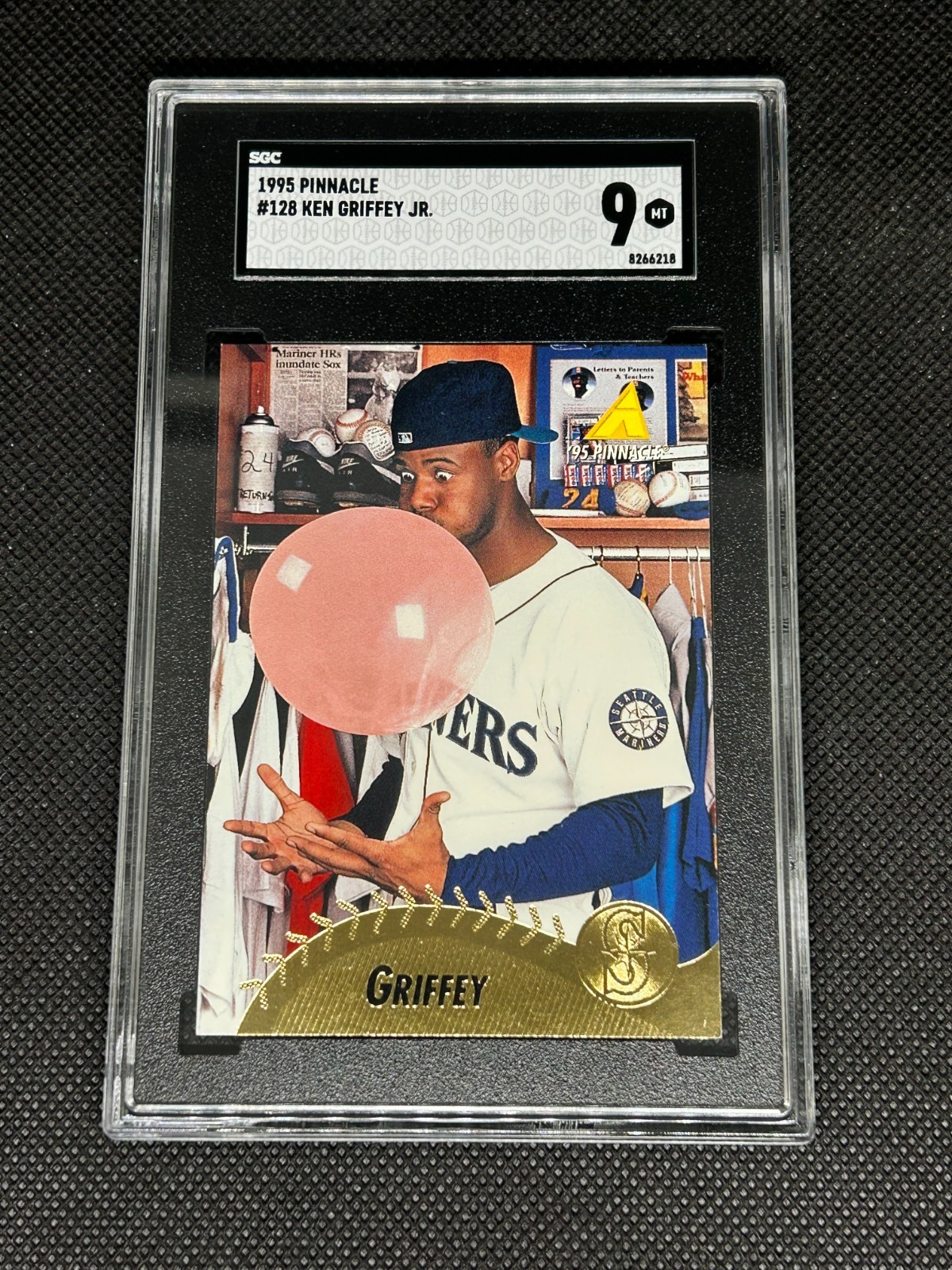 1995 Pinnacle Ken Griffey Jr #128 Blowing Bubble Gum SGC 9 Mint SP