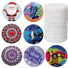 Lulonpon 40PCS 2.5in White Round Flat Painting Rocks Craft Supplies
