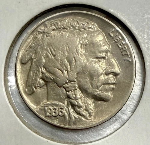 1936 Buffalo Nickel Uncirculated - US 5 Cent Piece See Pictures For Condition
