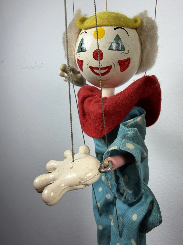 Винтаж 1950-х Pelham кукла клоун марионетка Junior диапазон без коробки - Изображение 4 из 4