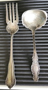 Antique 1800s Salad Server fork and Spoon 