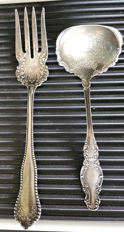 Antique 1800s Salad Server fork and Spoon 