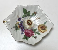 Vintage Mitterteich Bavaria Germany Gold Trim Floral Trinket/Candy Dish