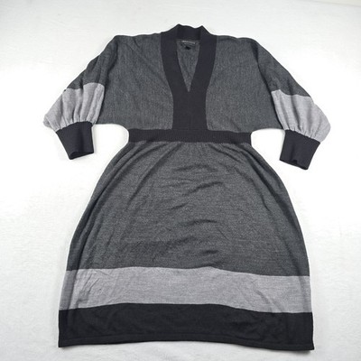 Connected Apparel Women's Sweater Dress Size XL Gray Black Colorblock