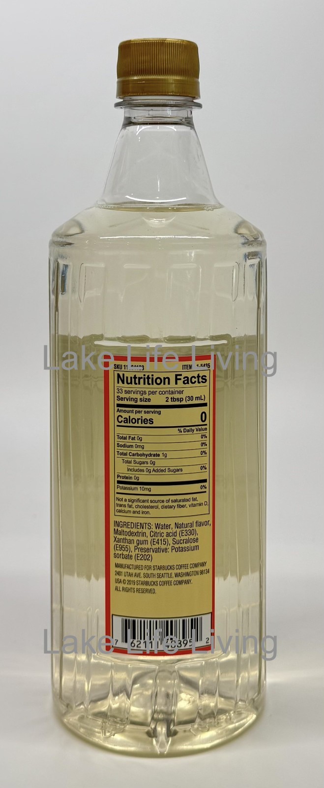 Starbucks Sugar Free Vanilla Flavored Syrup 1 Liter 33.8 Oz Bottle Exp 4/25/26