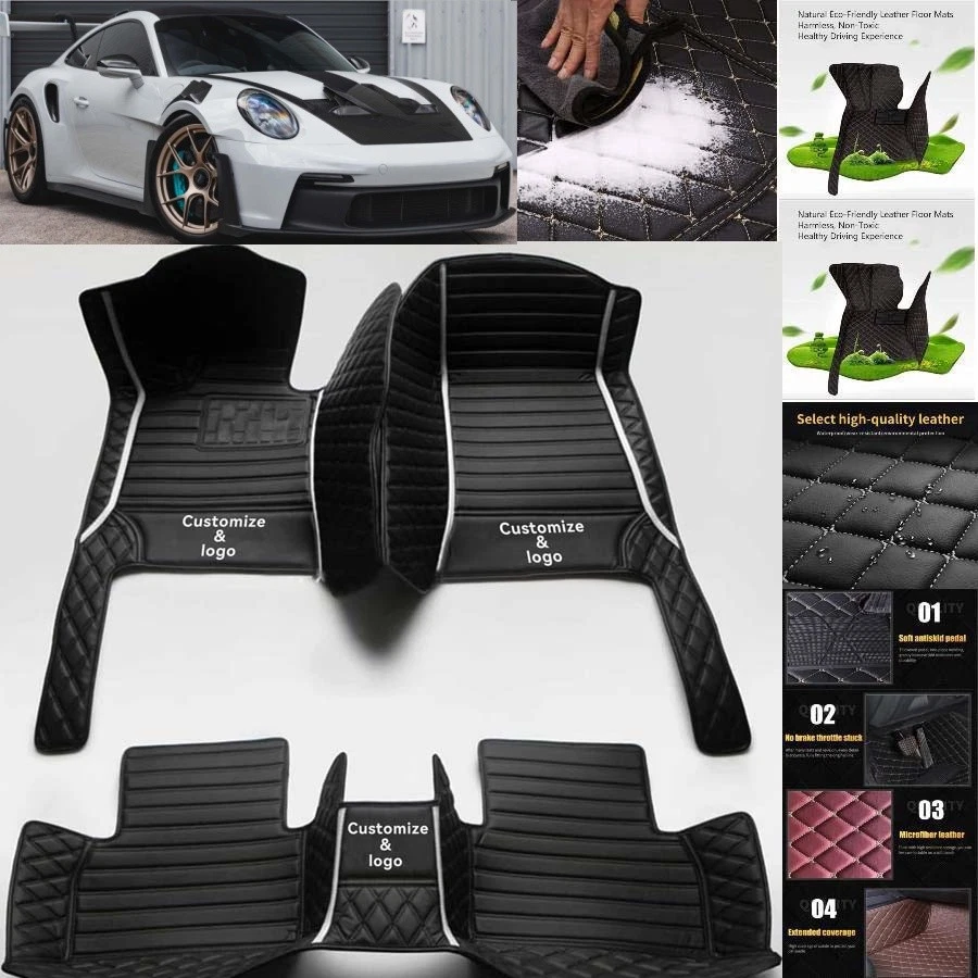 For Porsche 911 Car Floor Mats Custom Waterproof All Weather Cargo Liner Carpet Foto 2 de 4