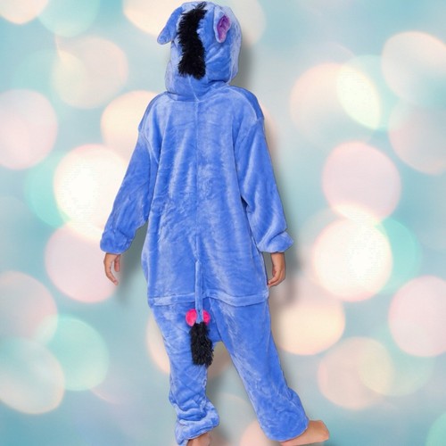 Disney Winnie the Pooh Eeyore Youth Child One Piece Fleece Hooded Pajamas Size S - Picture 2 of 8