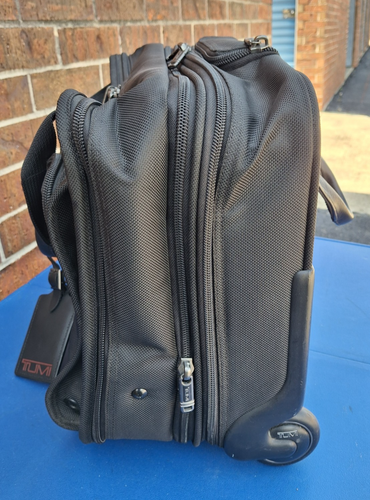 TUMI Alpha 26103D4 ~ Black Nylon Deluxe Expandable Wheeled Rolling Briefcase Bag - Picture 6 of 24