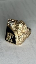 Gothic 10k Yellow Gold Black E Signet Ring Sz 9 Engraved Signed Pat 145020