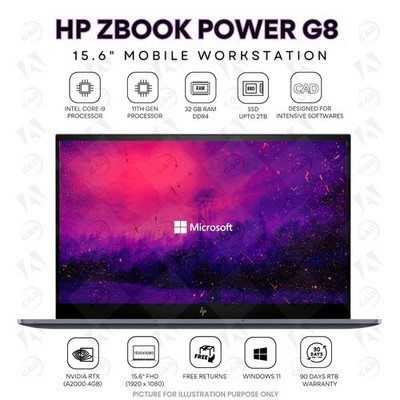 HP ZBook 15 Power G8 i9-11th Gen 32GB RAM 512GB NVIDIA RTX A2000 4GB Workstation