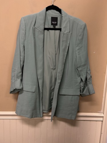 Simply Vera Wang Blazer mit Roll-Riegelärmeln meerschaumgrün vorne offen Größe XL