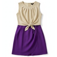 Richard Chai Target Faux Wrap Dress Purple Ivory Colorblock Tie Waist Size 9 NEW