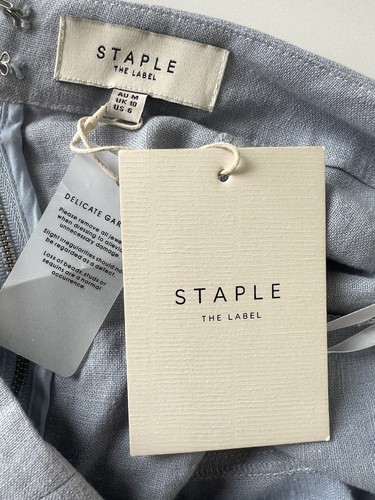 Staple The Label Top Women Medium Blue Harvest Bodice Linen Cotton Rp $129 - Picture 15 of 17