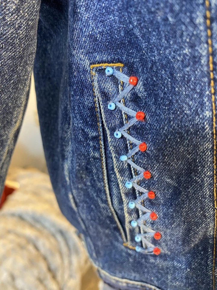 VTG Together Women’s  Denim Coat Jacket Floral Embroidery Western Boho Size M  - Image 3 of 4