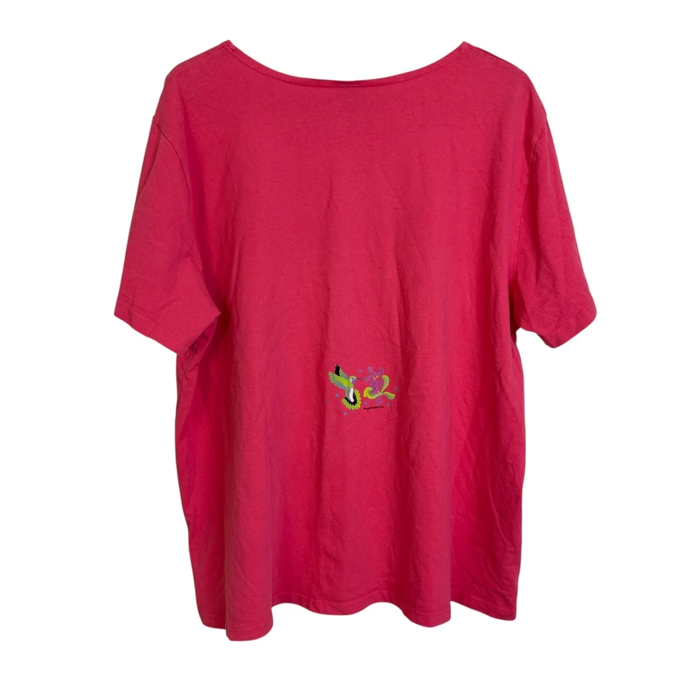 Sabaku Art Wear Shirt Womens XL Pink Floral Short Sleeve Colorful Graphic Casual - Image 2 of 4