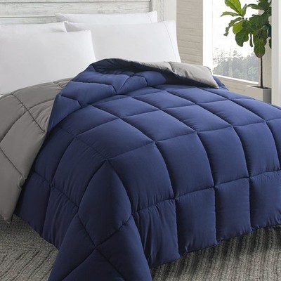Full Comforter Blue Grey Down Alternative Soft Quilted Duvet Insert 82x86 Inch