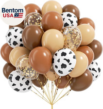 Brown Western Balloons, Brown Nude Gold Confetti Cow Print Latex Cowboy Balloons