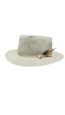 Vintage 70s Beige Rabbit Fur Fedora Hat High Brehm Victoria Texas 7 5/8