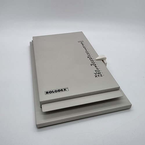 Vintage Rolodex Metal Address Card File Organizer Desktop Alphabet Index GRAY