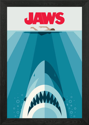 JAWS minimal gerahmtes Wandbild Poster Leinwanddruck Bild