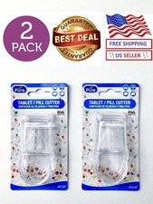 2 PACKS OF MEDICINE PILL /TABLET CUTTER WITH PILL STORAGE TRANSPARENT CLEAR VIEW