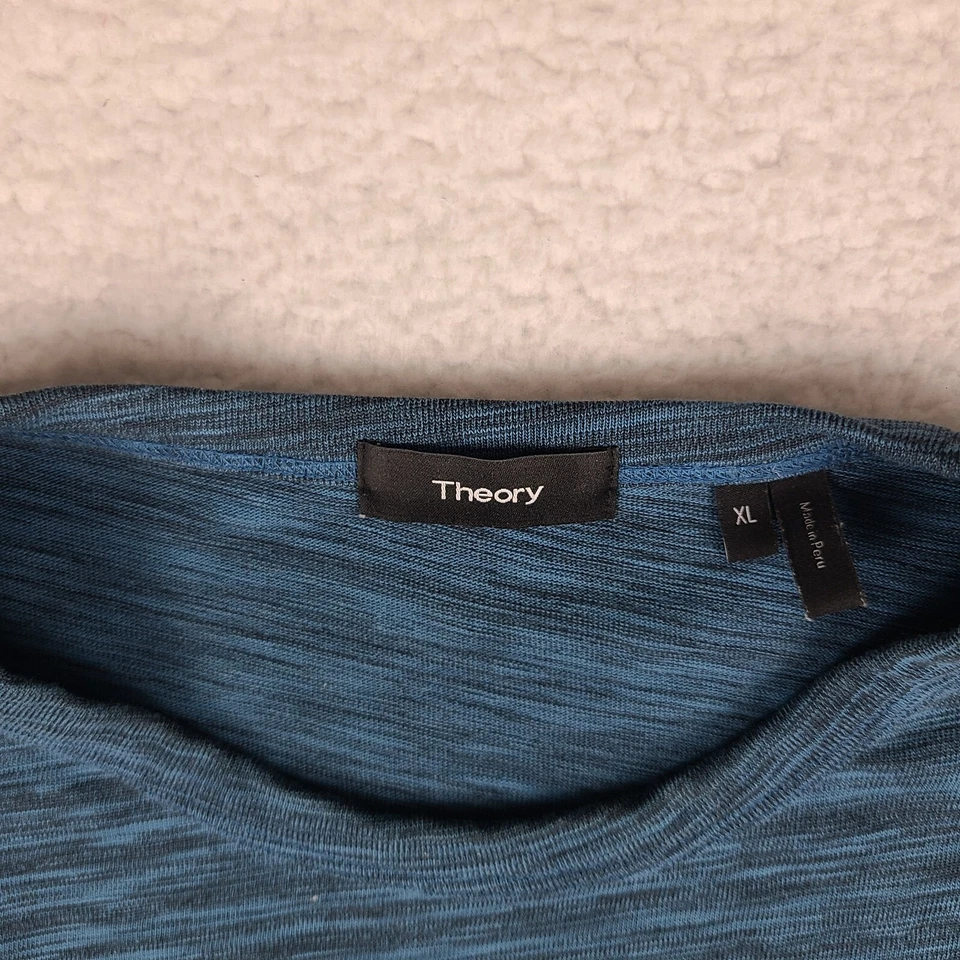 Theory Sweater Mens XL Teal Blue Crewneck Gaskell Sweatshirt GC - Image 4 of 4