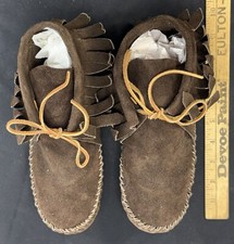 Vintage Pair Of Dark Brown Leather Moccasins Size 6 1/2