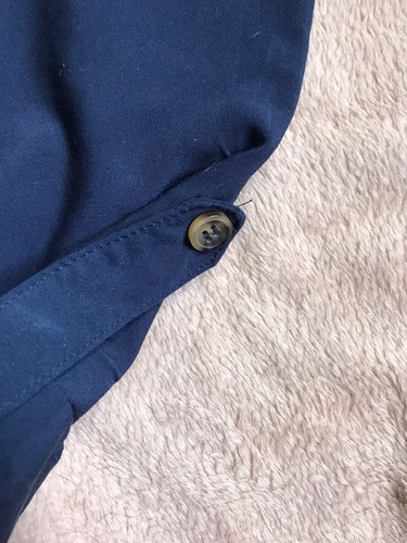 Apricot Shirt Dress Navy Soft Material Short Sleeve Side Pockets Size 12 Ex/Cond - Picture 5 of 8