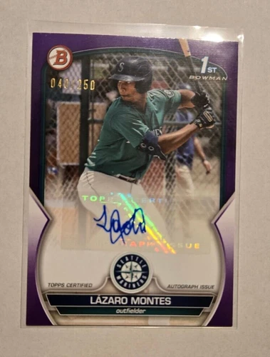 2023 Lazaro Montes First Bowman Purple AUTO /250 -- Will Grade High
