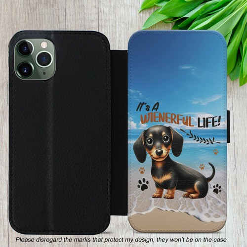 SAUSAGE DOG FLIP CASE FOR IPHONE SAMSUNG GOOGLE WIENER GIFT WALLET PHONE COVER - Picture 20 of 24