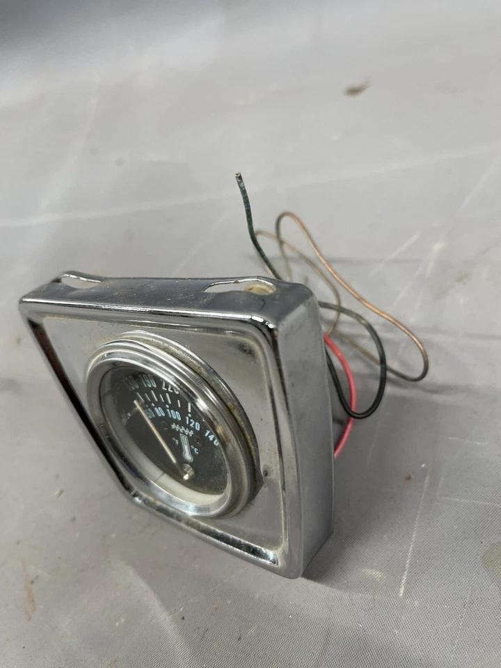 Amplificador de aceite de repuesto vintage medidor de temperatura bisel cromado moldeo rata Hot Rod Foto 4 de 4