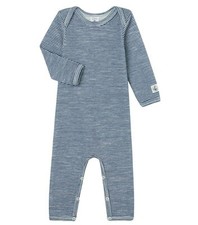 Petit Bateau Bodysuit Strampler warm blau Streifen Wolle u Baumwolle 3-36 Monate