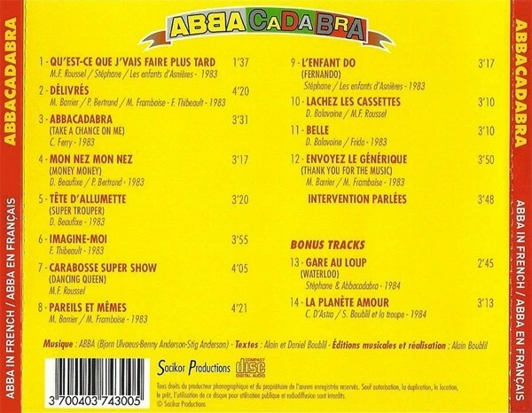 CD NEUF ABBACADABRA conte musical ABBA  Björn Balavoine Frida  Poppys 1983 - Image 2 of 2