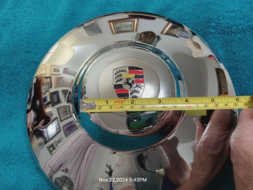 Set of 4 Chromed Hubcap EARLY VW Beetle Bus Bug Ghia Thing Half Moon Domed 5-Lug - Picture 9 of 10