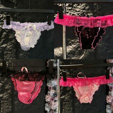 4PCS/LOT Womens Sheer Lace Panties Briefs Cheeky Micro Underwear Lingeries