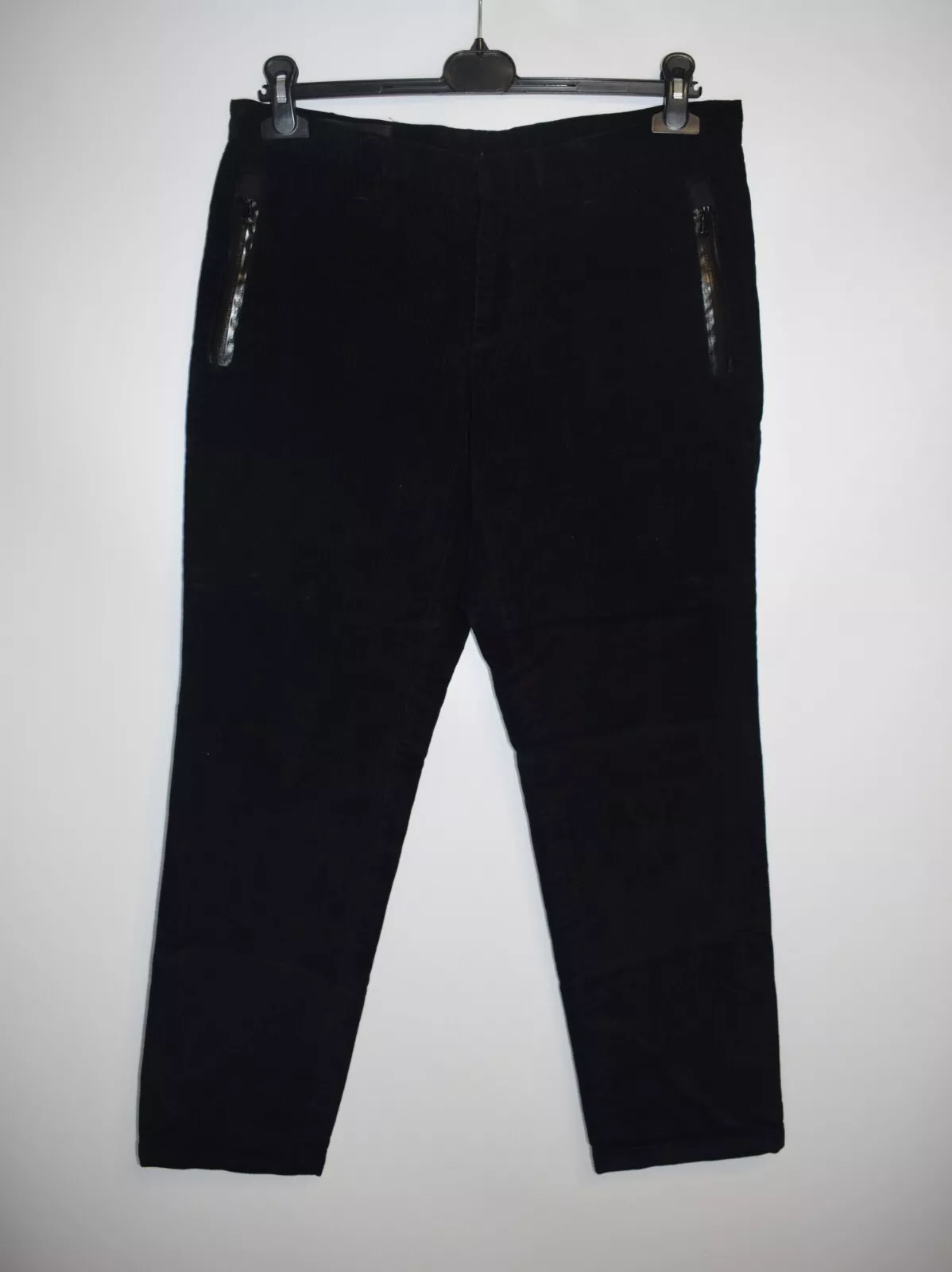 Pantalon noir corduroy Gucci poches zippées maigre pour hommes taille 50 fabriqué en Italie RARE
