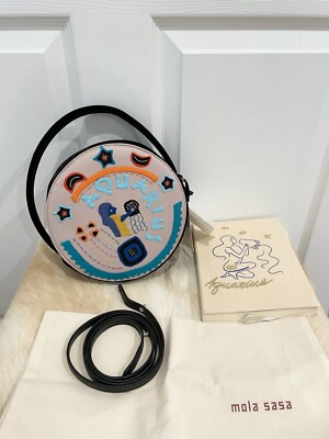 Anthropologie Aquarius Mola Sasa Zodiac Clutch + Embroidered Journal Bundle