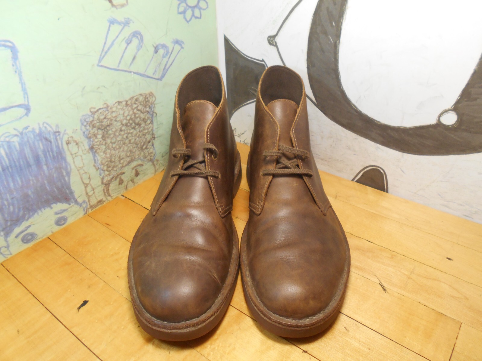 Clarks Brown Leather Chukka Ankle Boots Men's 14M Gem