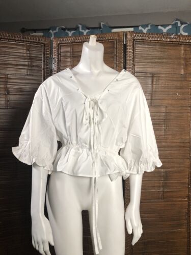 Vintage Peasant Blouse White Sm Renaissance Pirate Wench Boho Fairy Victorian - Picture 1 of 10