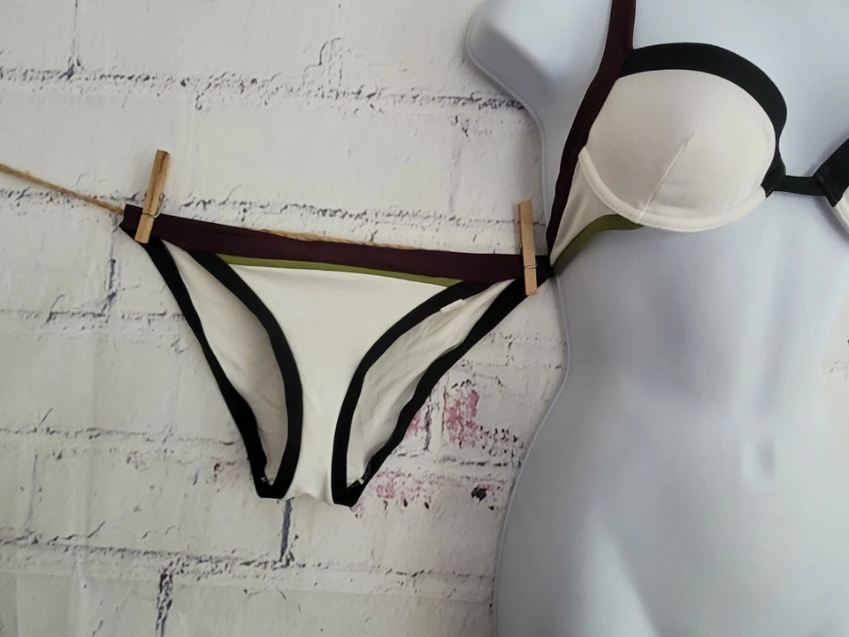 Huit Plage Swimsuit 2 Piece Bikini Size 36A Medium/Large Colorblock Underwire - Image 3 of 4