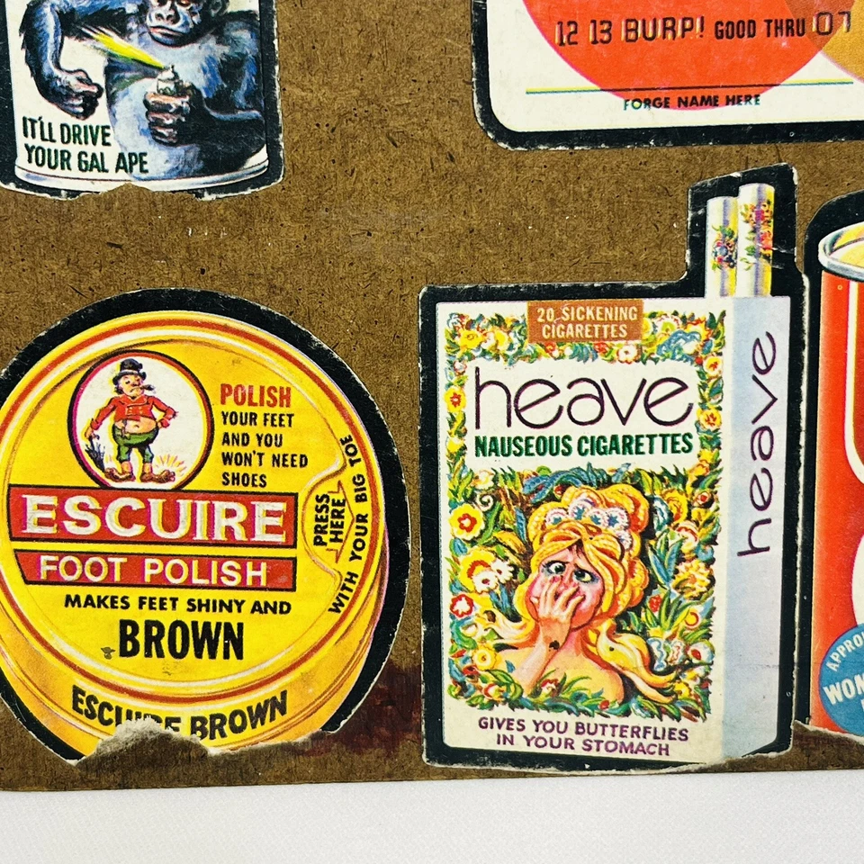 Vintage Topps Wacky Stickers on Clipboard 24 Crude Dark Humor Display Man Cave - Image 3 of 4