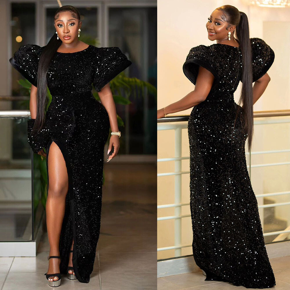 African Women Bodycon Long Dress Evening Party Sequin Gown Cocktail Prom  Dresses | eBay UK