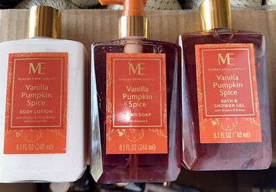Modern Expressions Vanilla Pumpkin Spice Hand Lotion Hand Soap And  Shower Gel