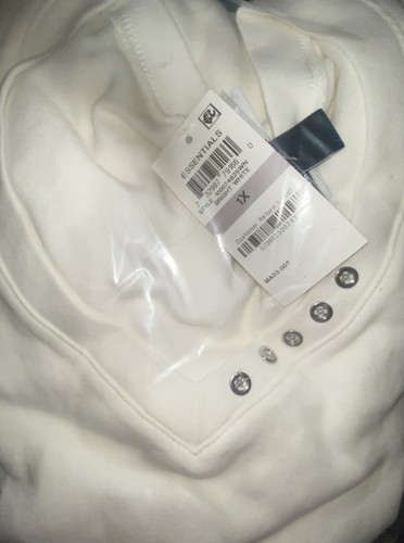 Karen Scott 1X NWT Short Sleeve Grommet Accented Cotton V-Neck Shirt White - Picture 5 of 8