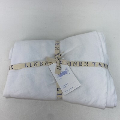 Linen Tales White Lightweight Linen ROUND Tablecloth, 180cm / 71'' in. Handmade