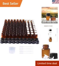 Travel-Ready 100 Pack of 2ml Amber Glass Bottles with Black Caps & Droppers