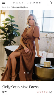 baltic born sicily satin maxi dress Baltic Born Womens Sicily Satin Maxi Dress | Rust