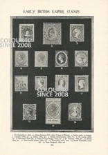 EARLY BRITISH EMPIRE STAMPS  ILLUSTRATION PRINT 