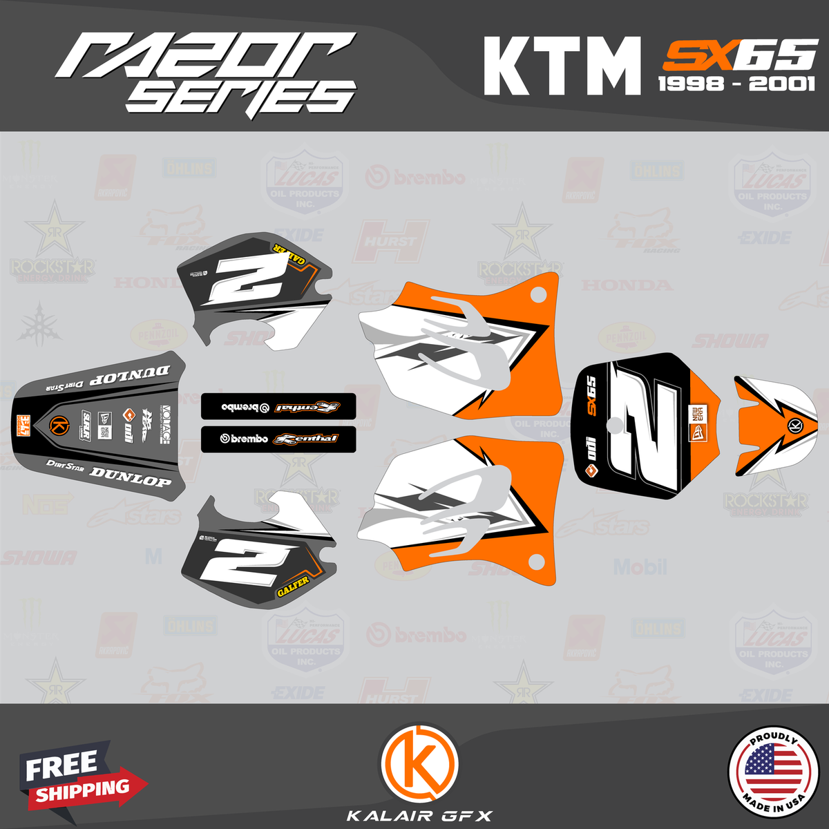 Graphics Kit for KTM 65SX SX65 (1998-2001) SX-65 Razor